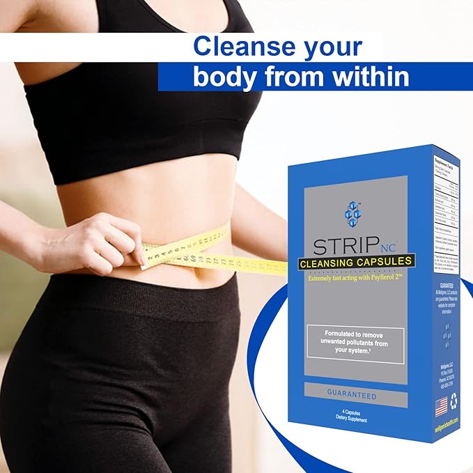 Wellgenix Strip NC Herbal Cleanse Detox Capsules - Extra Strength Cleansing - One Day Quick Flush - 4 Capsules (2 Pack)