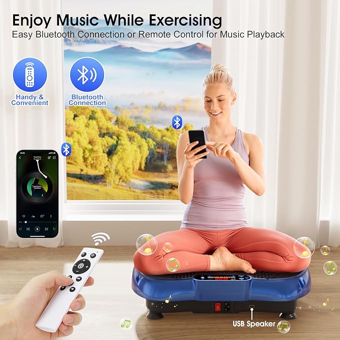 Vibration Plate Exercise Machine, 180 Speed Levels Vibration Plate for Lymphatic Drainage, Whole Body Workout Vibrating Fitness Platform, Effective for Weight Loss, Shaping, Toning & Wellness