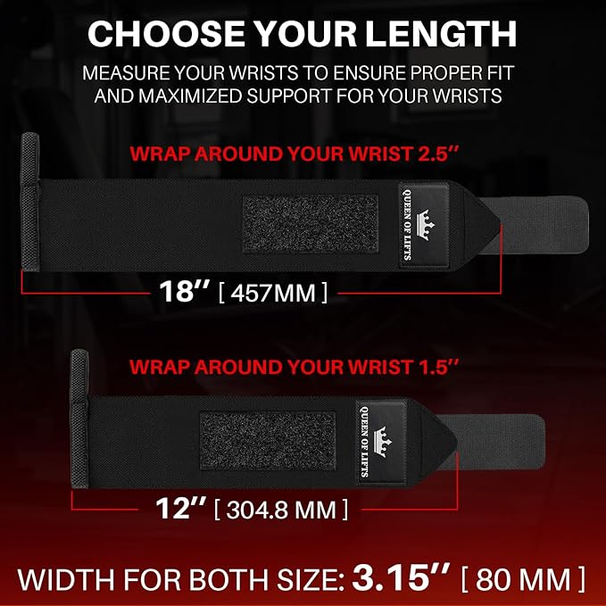 TECEUM Weightlifting 18" & 12" Wrist Wraps with Thumb Loop β Heavy Duty Wrist Workout Braces for Men and Women β Ideal for Powerlifting, Strength Training, Bodybuilding