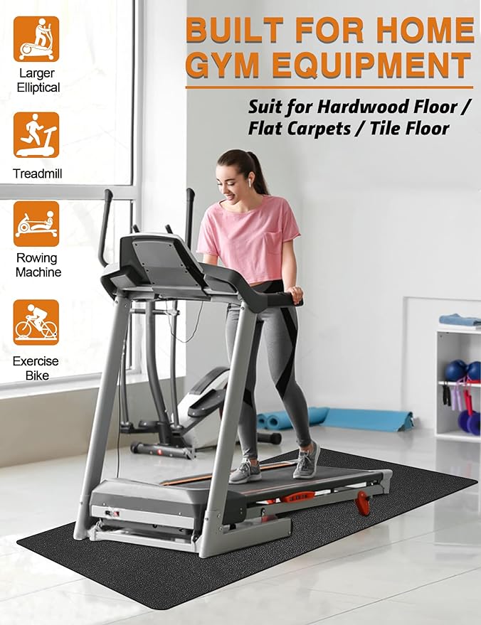 Exercise Equipment Mat 24"x68"/ 30"x60"/ 36"x78"/ 36"x96" Treadmill