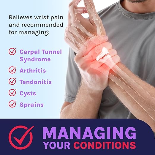 Doctor Developed Wrist Brace, Wrist Wraps for Carpal Tunnel Arthritis, Tendonitis, Hand Support, Ideal for Fitness, Weightlifting - Handbook Included (Wrist Brace 1 Pack)