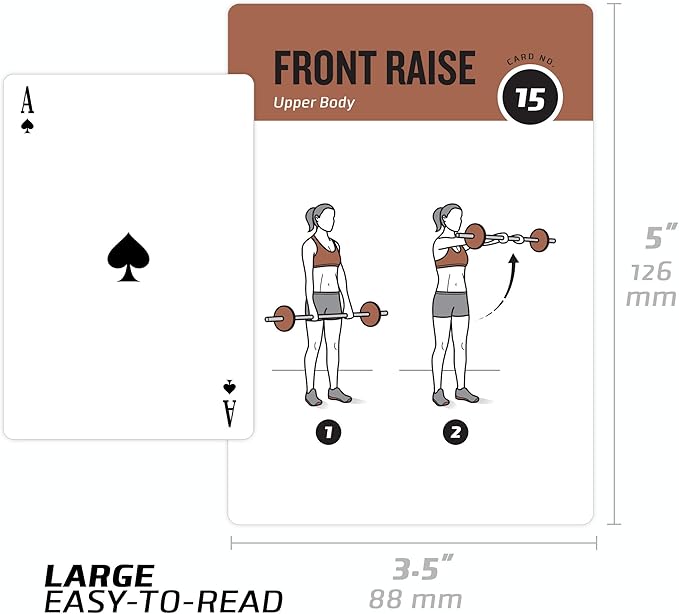 NewMe Fitness Barbell Workout Cards, Instructional Fitness Deck for Women & Men, Beginner Fitness Guide to Training Exercises at Home or Gym 3.5"x5"