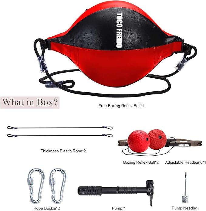 TOCO FREIDO Double End Punching Ball, Speed Bag with Difficulty Levels Boxing Reflex Ball with Headband, Perfect for Reaction, Agility, and Hand Eye Coordination Training