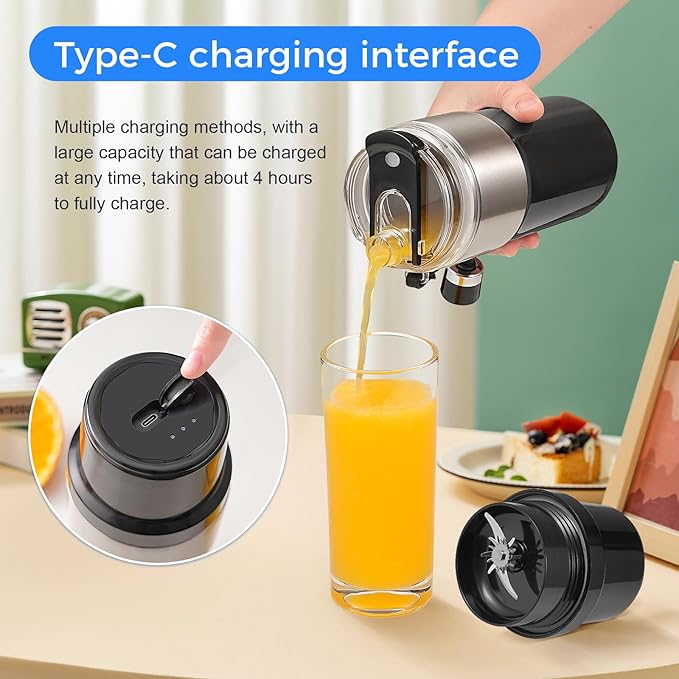 Flip Portable Blender,protein shaker,for-Smoothies, Shakes, Juicing,Egg white Powder,with Insulated Cup, USB Charging, Easy to Clean ,Black.