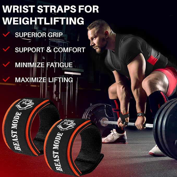 TECEUM Wrist Lifting Straps with Neoprene Padding Support β Heavy Duty Wrist Workout Straps For Men and Women β Ideal for Powerlifting, Strength Training, Bodybuilding