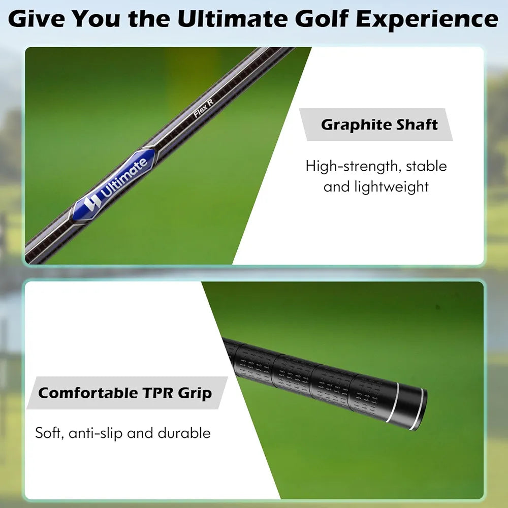 Tangkula 9/10 Pieces Men's Complete Golf Clubs Set Right Hand, Includes 460cc Alloy #1 Driver & #3 Fairway Wood & #4 Hybrid & #6/#7/#8/#9/#P Irons & Putter, Golf Club Set