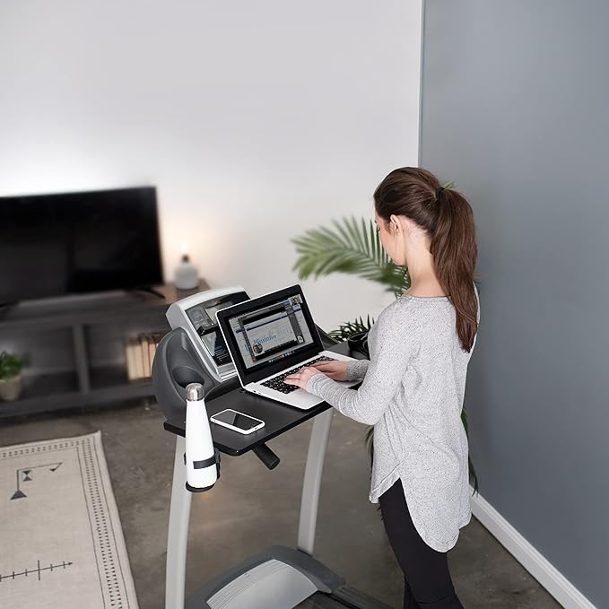 VIVO Universal Treadmill Desk with Phone Slot and Cup Holder, Ergonomic Platform for Notebooks, Tablets, Laptops, and More, Fits Treadmill Handlebars up to 31 inches, STAND-TDML2A