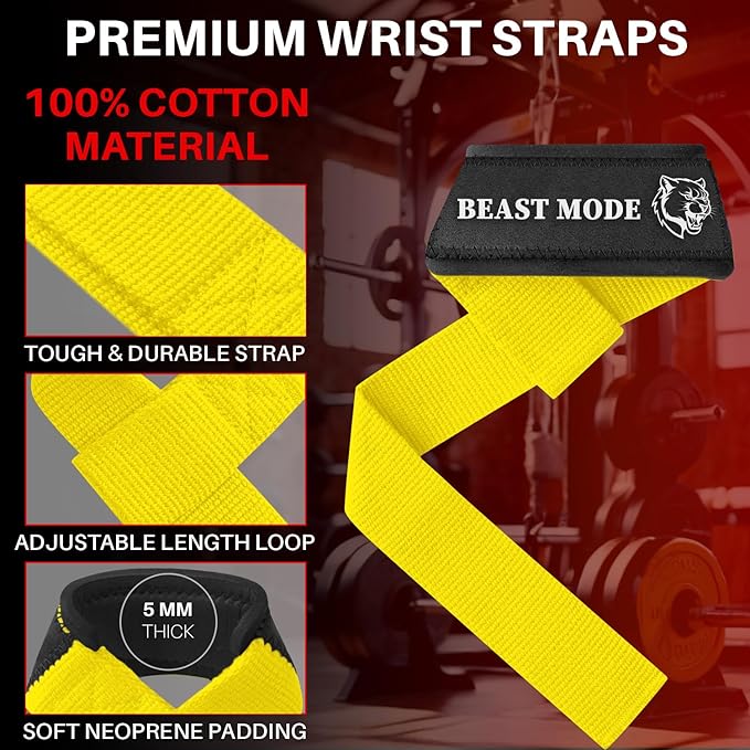 TECEUM Wrist Lifting Straps with Neoprene Padding Support β Heavy Duty Wrist Workout Straps For Men and Women β Ideal for Powerlifting, Strength Training, Bodybuilding