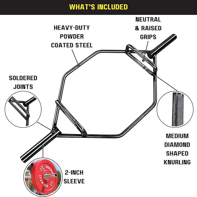 HulkFit 2-Inch Olympic Hex Weight Lifting Trap Bar
