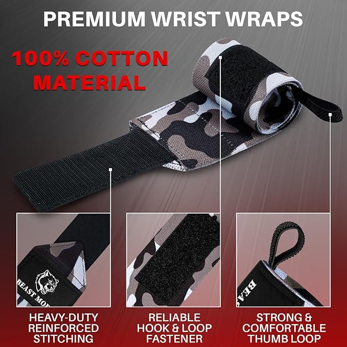 TECEUM Weightlifting 18" & 12" Wrist Wraps with Thumb Loop β Heavy Duty Wrist Workout Braces for Men and Women β Ideal for Powerlifting, Strength Training, Bodybuilding