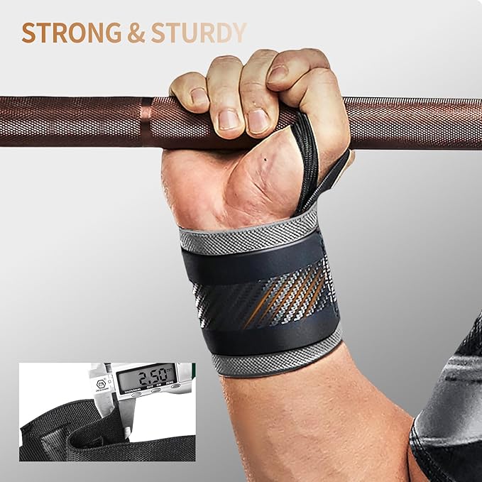 Jaffick Double-Layer Reinforced Wrist Wraps for Weightlifting - Men & Women, Thumb Loop Design for Powerlifting, Crossfit, Bodybuilding, Deadlifting - Fits Both Hands