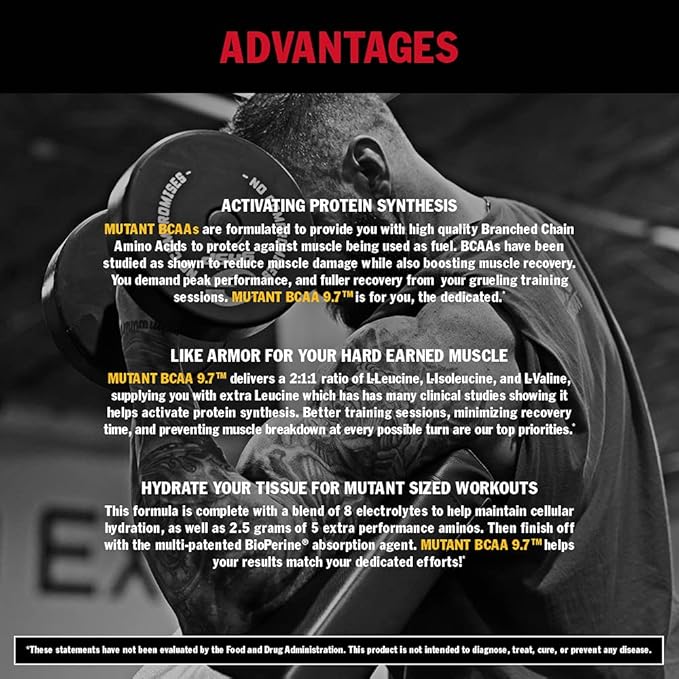 Mutant BCAA 9.7 Supplement BCAA Powder with Micronized Amino Energy Support Stack - 348 g - Pineapple Passion