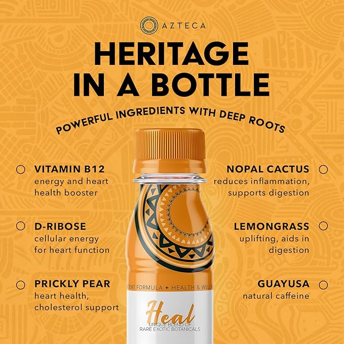 Azteca Health Organic Energy Shots - Wellness Shots, Natural Energy Shots, Health Shots, Vitamin Boost for Focus, Strength and Energy, Organic Energy Drink Made in the USA - Lemon Flavor 2pack 2Fl oz
