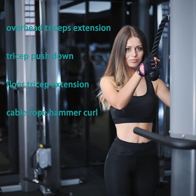 Kinglotus Cable Machine Attachment Straight Bar Tricep Rope Double D Handle for Home Gym Weight Equipment Accessories.