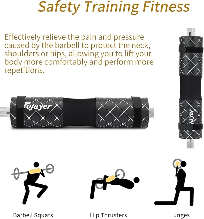 Squat Pad Barbell Pad - Neck & Shoulder Protective Foam Workout Weight Lifting Bar Cushion for Lunges & Hip Thrusts, Fit Standard and Olympic Bars Perfectly, Multi-color Choices