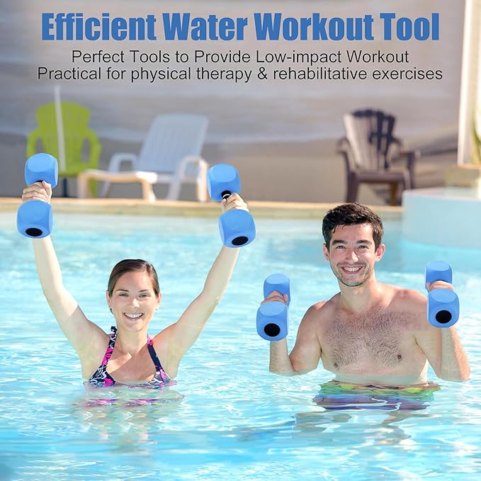 Water Dumbbells, 2Pack Aquatic Exercise Dumbbells, EVA Foam Barbells for Men Women Water Workouts