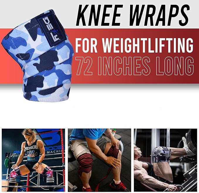 DEFY Sports' Knee Wraps for Weightlifting - Provides Knee Support for Powerlifting, Squats & Fitness Workouts