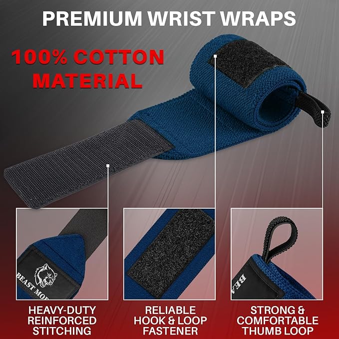 TECEUM Weightlifting 18" & 12" Wrist Wraps with Thumb Loop β Heavy Duty Wrist Workout Braces for Men and Women β Ideal for Powerlifting, Strength Training, Bodybuilding
