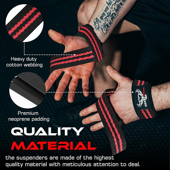 BEAST RAGE Lifting Straps for Weightlifting, Weight Lifting Straps Gym Power Workouts Lifting Wrist Straps Padded Cotton Men Women Support Lifters Deadlift Straps Hard Pull Exercise Straps