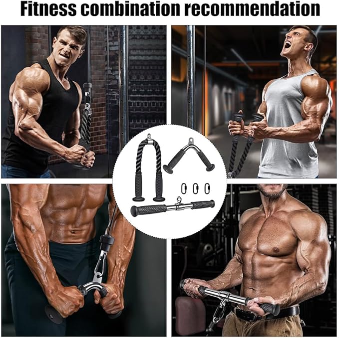 Kipika Tricep Pull Down Attachment, Cable Machine Accessories for Home Gym, Cable Machine Attachments Pulley System Gym, LAT Pull Down Attachment Weight Fitness