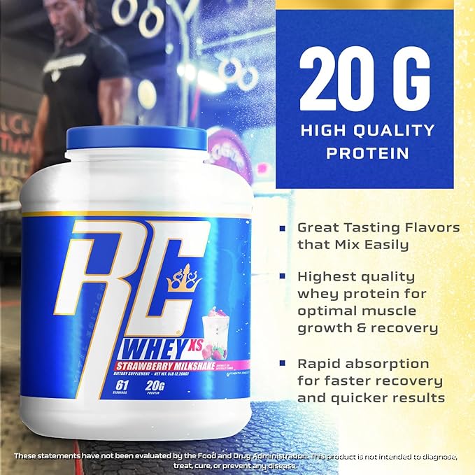 Ronnie Coleman Signature Series Whey XS Protein Powder, Pre Workout Shake Mix for Lean Muscle Support, Low Sugar Supplement for Women & Men, 5 lb Bottle (Milk Chocolate)
