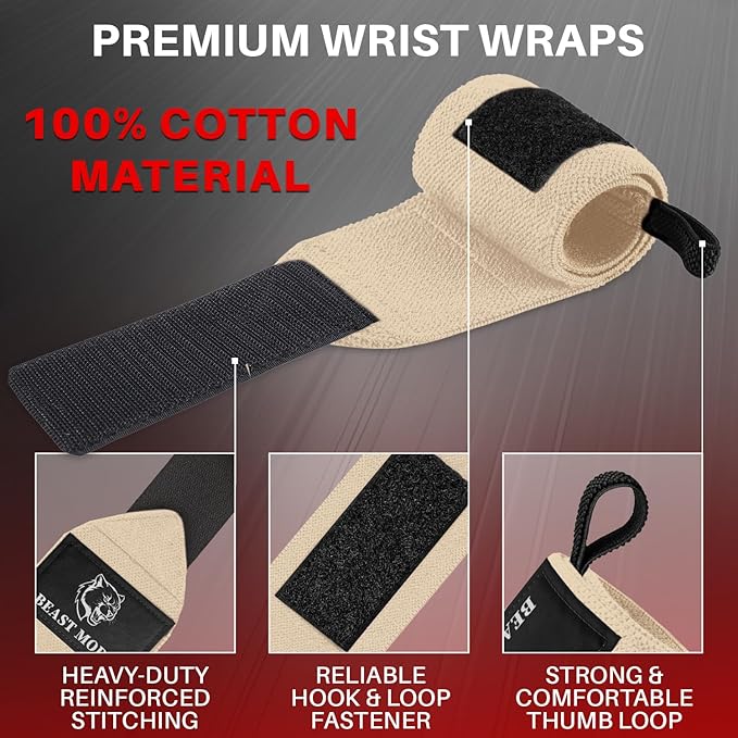 TECEUM Weightlifting 18" & 12" Wrist Wraps with Thumb Loop β Heavy Duty Wrist Workout Braces for Men and Women β Ideal for Powerlifting, Strength Training, Bodybuilding