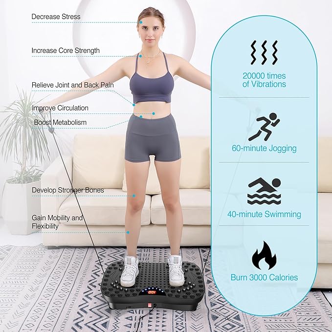 AXV Vibration Plate Exercise Machine Whole Body Workout Portable Mini Vibrate Fitness Platform Lymphatic Drainage Machine for Weight Loss Shaping Toning Wellness Home Gyms Workout (Mini)