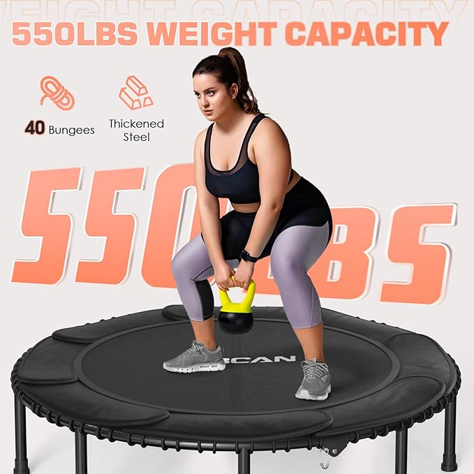 BCAN 450/550 LBS Foldable Mini Trampoline 40"/48"/50" Fitness