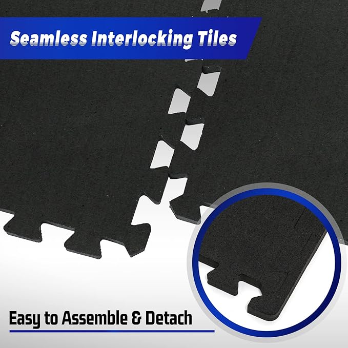 SUPERJARE 0.56 Inch Thick Exercise Equipment Mats 6 Tiles 24 in 24 in