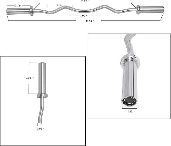 Signature Fitness Olympic Super Curl Barbell Curl Bar