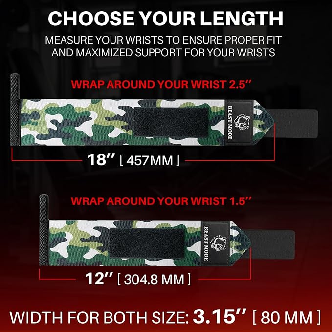 TECEUM Weightlifting 18" & 12" Wrist Wraps with Thumb Loop β Heavy Duty Wrist Workout Braces for Men and Women β Ideal for Powerlifting, Strength Training, Bodybuilding