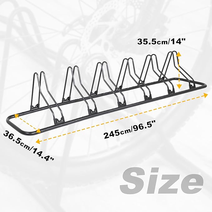 CyclingDeal Bike Rack Floor Parking Bike Stand for up to 6 Bicycles | Indoor, Home & Garage Storage Rack | Stable & Secure Bicycle Stand w/Tire Grooves Up to 29", Holding Plates & Custom Spacing