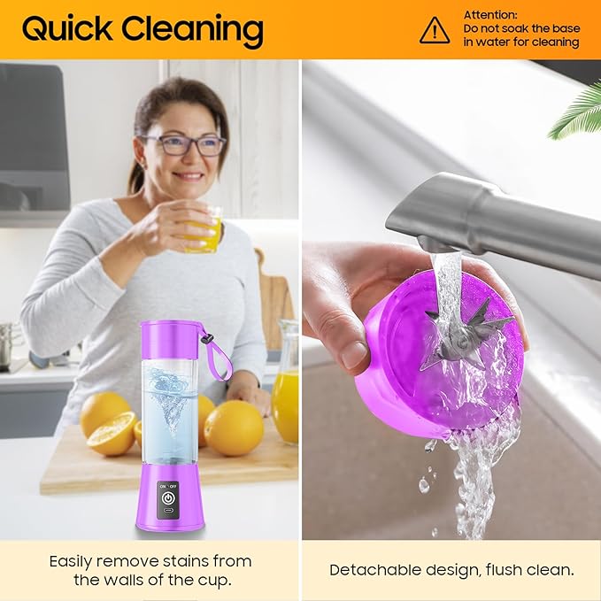 Portable Personal Size Mini Blender - 2025 Upgraded Cordless Blender for Smoothies & Shakes, Type-C Rechargeable, 380Ml Traveling BAP Free Juicer Cup for Sports/Travel/Home, 20000Rpm/Min Speed
