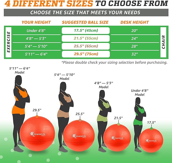 SmarterLife Workout Exercise Ball for Fitness