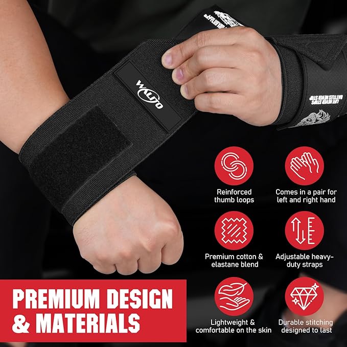 Wrist Wraps for Weightlifting-21" Lifting Wrist Straps for Weightlifting,Weight Lifting Wrist Wraps with Thumb Loop,Breathable Wrist Brace, Avoid Injury and Maximize Grip for Men & Women Powerliftin