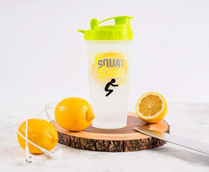 Toynk #SquatGoals Plastic Shaker Bottle | 20-Ounce BPA-Free Drink Mixer for Protein Shakes and Smoothies | Portable Blender Bottle with Blending Ball | Fitness Drinkware for Gym, Travel, and Workouts