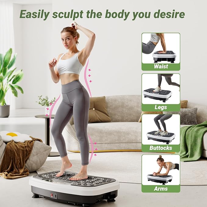 Whole Body Vibration Plate Exercise Machine Vibrating Plate Shaking with Weight 330lbs, Shake Plate Exercise Machine Power Plate Vibration Platform for Fitness Equipment Workout