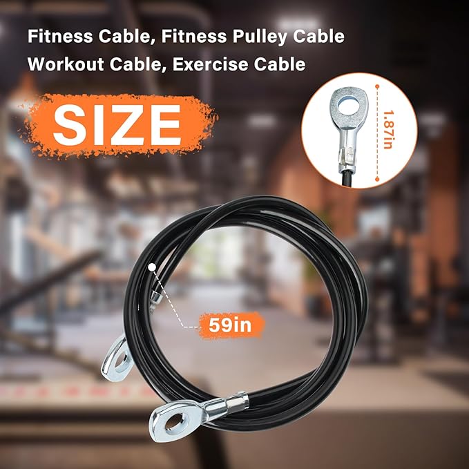 Fitness Cable Compatible with All Total Gym Models 1000, 1500, 2000, 3000, XLS,Fitness Pulley Cable,Workout Cable, Exercise Cable Steel Wire Rope for Cable Machine Home Gym