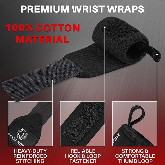 TECEUM Weightlifting 18" & 12" Wrist Wraps with Thumb Loop β Heavy Duty Wrist Workout Braces for Men and Women β Ideal for Powerlifting, Strength Training, Bodybuilding