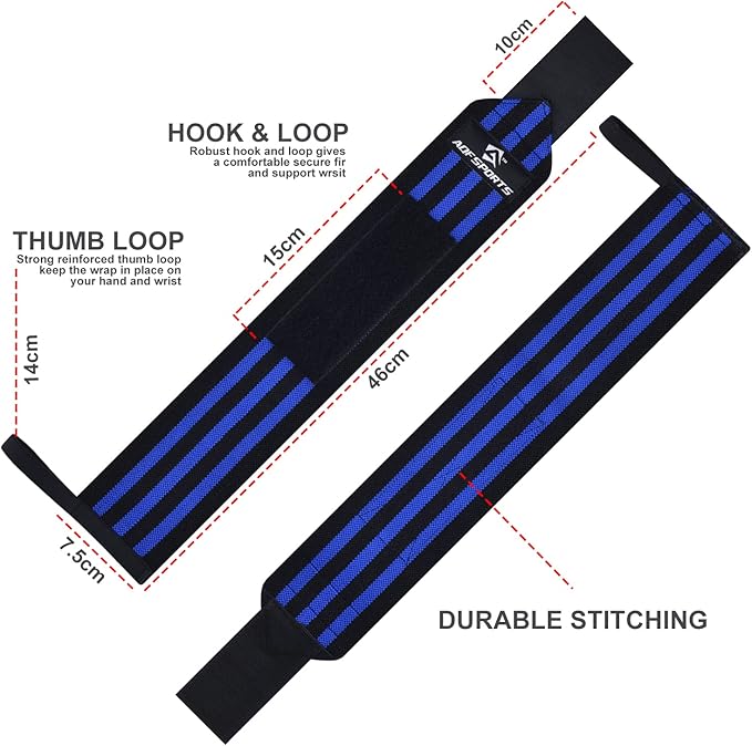 Wrist Wraps for Weightlifting - USPA & IPL Approved 18" Gym Wrist Support with Thumb Loop - Heavy Duty Lifting Wrist Straps for Fitness, Workout, Powerlifting, & Bodybuilding (Pair)