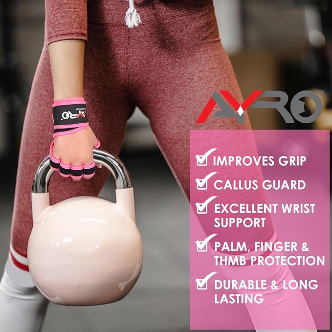 AYRO Ventilated Weightlifting Workout Gloves for Men & Women, Gym Gloves with Built-in Wrist Wraps for Men & Women-Best for Weightlifting, Gym Fitness, Hand Support & Cross Training