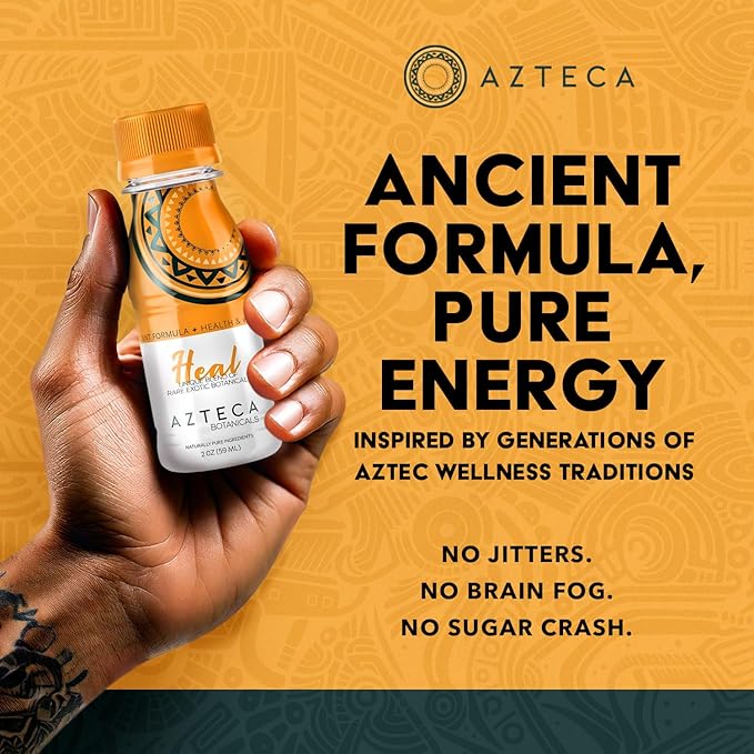 Azteca Health Organic Energy Shots - Wellness Shots, Natural Energy Shots, Health Shots, Vitamin Boost for Focus, Strength and Energy, Organic Energy Drink Made in the USA - Lemon Flavor 2pack 2Fl oz