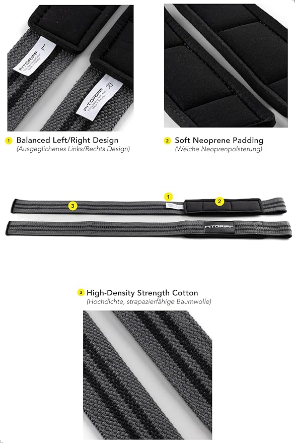 Fitgriff® Lifting Wrist Straps for Weightlifting, Gym, Deadlift, Workout (Made of Premium Cotton & Padded) - Men & Women