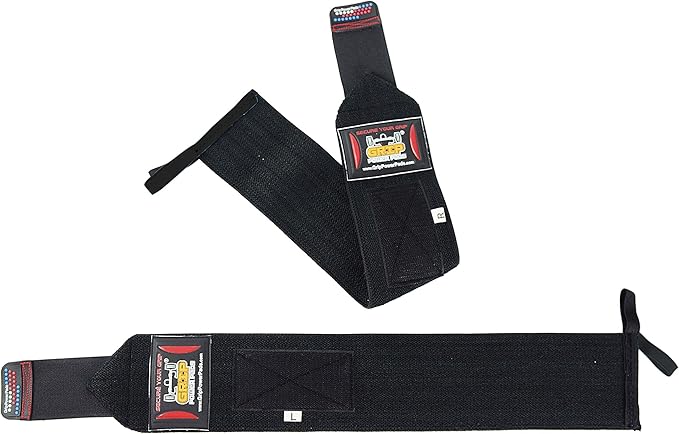 Grip Power Pads Wrist Wraps 2 Wraps for Weight Lifting Wrist Support Cotton Wraps Gym Bandage Straps for Men & Women Premium Quality & PRO Rubber