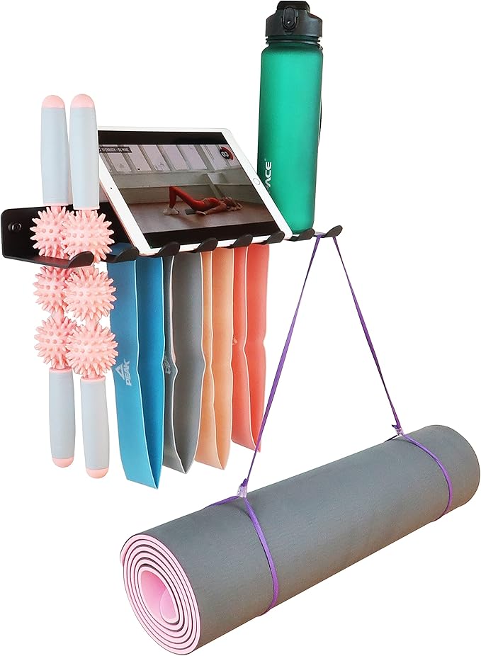 Multi-Purpose Storage Rack Resistance Bands Rack Gym Storage Rack Fitness Bands Rack Heavy Duty Rack for Resistance Bands, Straps, Jump Ropes, Foam Rollers, Chains, Weight Belts, Tools (M-17)