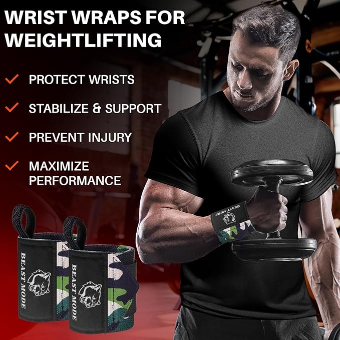 TECEUM Weightlifting 18" & 12" Wrist Wraps with Thumb Loop β Heavy Duty Wrist Workout Braces for Men and Women β Ideal for Powerlifting, Strength Training, Bodybuilding