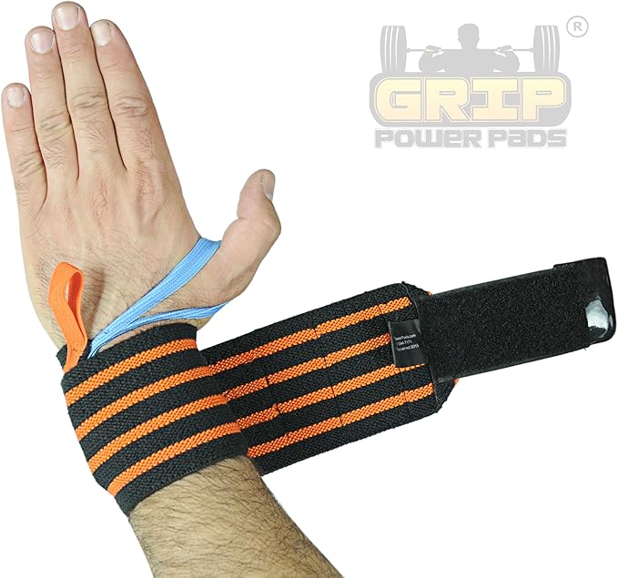 Grip Power Pads Wrist Wraps 2 Wraps for Weight Lifting Wrist Support Cotton Wraps Gym Bandage Straps for Men & Women Premium Quality & PRO Rubber