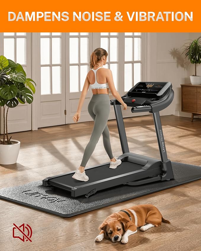 UMAY Fitness Workout Mat for Pelton Bike Treadmill 5mm Thick,