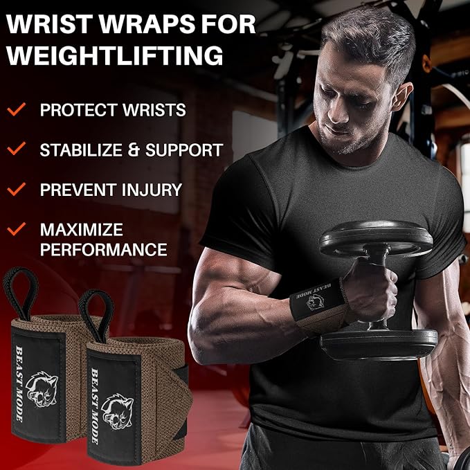 TECEUM Weightlifting 18" & 12" Wrist Wraps with Thumb Loop β Heavy Duty Wrist Workout Braces for Men and Women β Ideal for Powerlifting, Strength Training, Bodybuilding