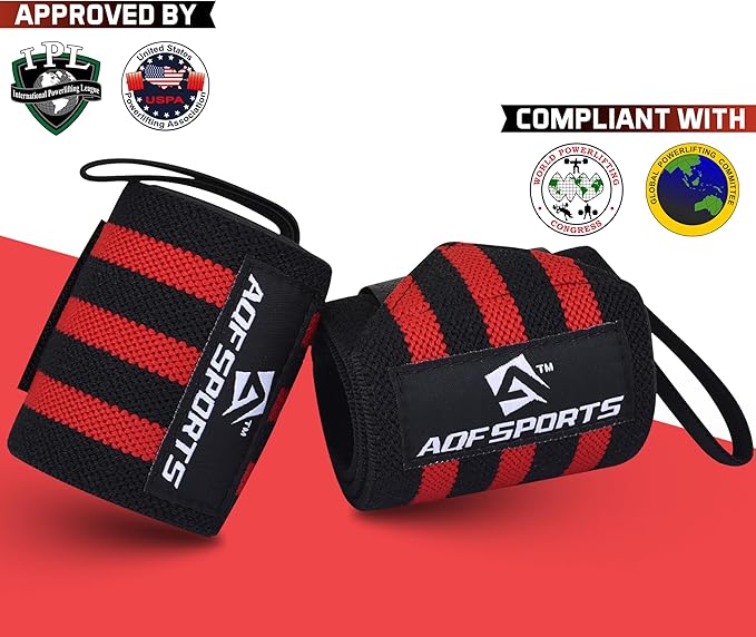 Wrist Wraps for Weightlifting - USPA & IPL Approved 18" Gym Wrist Support with Thumb Loop - Heavy Duty Lifting Wrist Straps for Fitness, Workout, Powerlifting, & Bodybuilding (Pair)